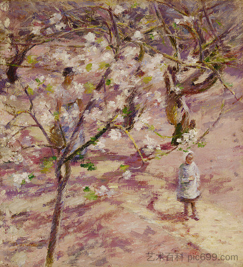 吉维尼的花朵 Blossoms at Giverny (c.1891 - c.1893)，西奥多·罗宾逊