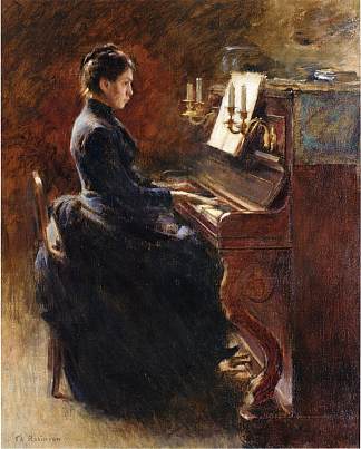 钢琴上的女孩 Girl at Piano (1887)，西奥多·罗宾逊