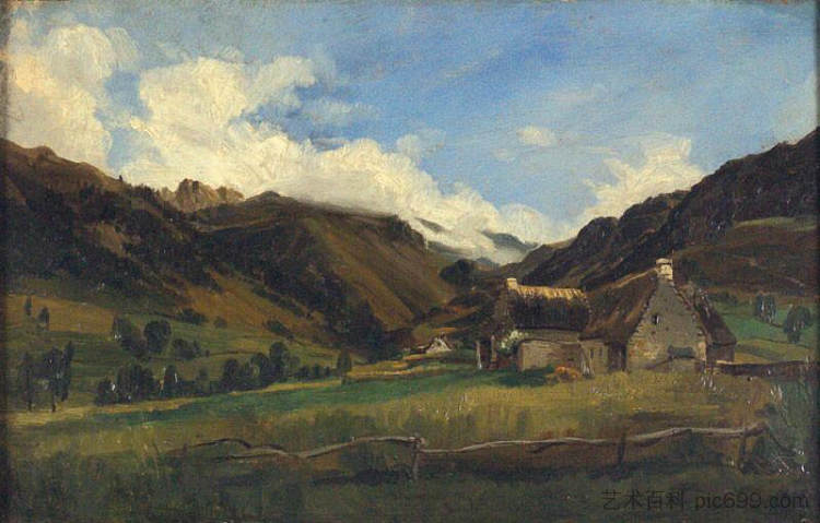 奥弗涅的丘陵景观 A Hilly Landscape in Auvergne (c.1831; France  )，西奥多·卢索