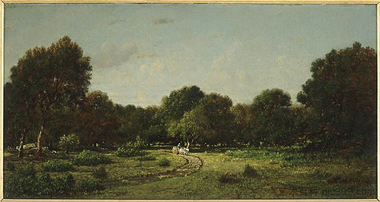 在枫丹白露森林X的高森林中清理,推车说 Clearing in the high forest of Fontainebleau forest X, said the cart,西奥多·卢索