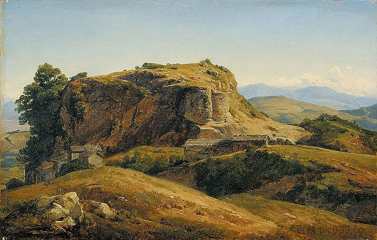 丘陵景观，奥弗涅 Hilly landscape, Auvergne (c.1830; France  )，西奥多·卢索