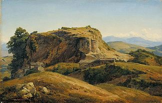 丘陵景观，奥弗涅 Hilly landscape, Auvergne (c.1830; France                     )，西奥多·卢索