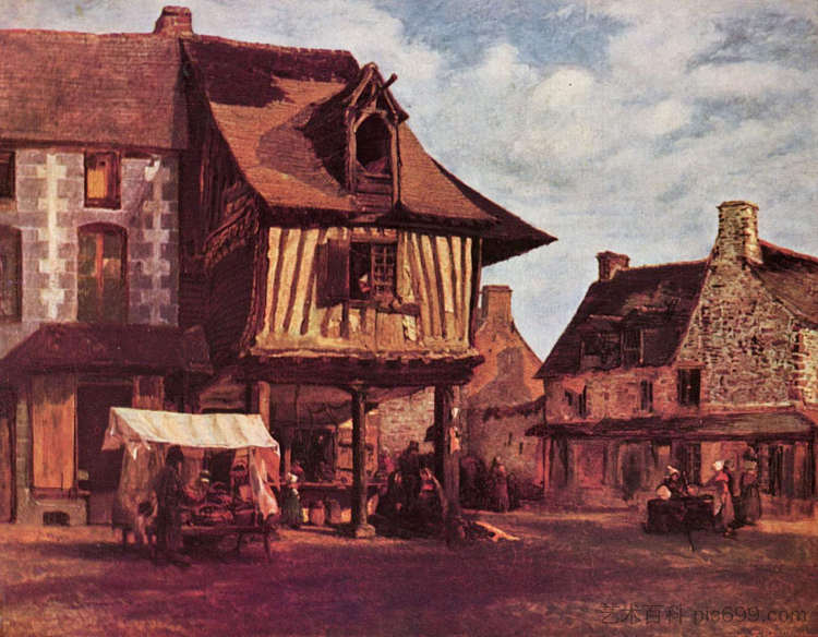 诺曼底市场 Market in Normandy (c.1845 - c.1848)，西奥多·卢索