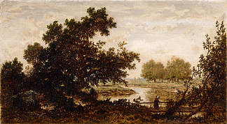 河边的草地 Meadows crossed by a river (1851)，西奥多·卢索