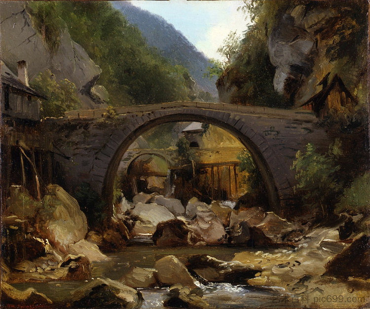 奥弗涅的山涧 Mountain Stream in the Auvergne (1830; France  )，西奥多·卢索