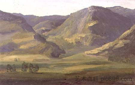 康塔尔的山地景观 Mountainous landscape in Cantal (1830)，西奥多·卢索