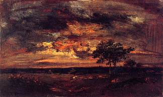 暮光之城景观 Twilight Landscape (1850)，西奥多·卢索