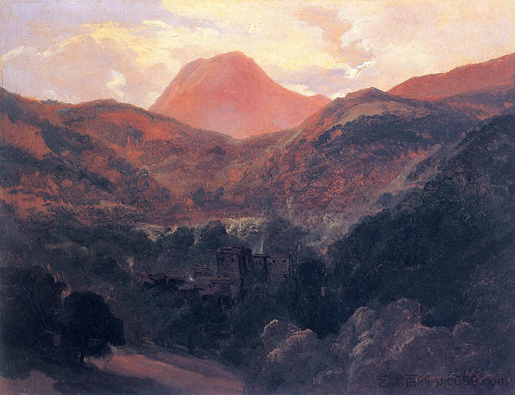 多姆山和罗亚特山的景色 View of the Puy de Dôme and Royat (1839)，西奥多·卢索