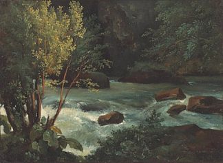 罗亚特附近的奥弗涅溪流 Stream in Auvergne near Royat (1830; France                     )，西奥多·卢索