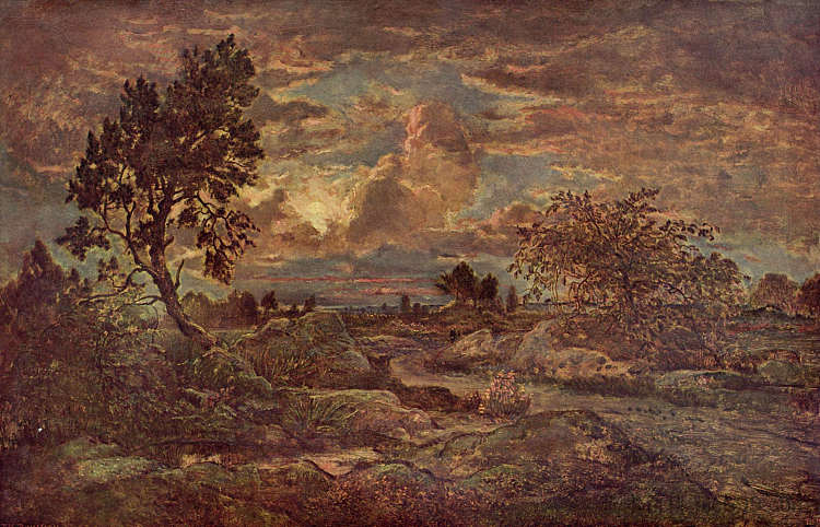 阿邦的日落 Sunset at Arbonne (c.1845 - c.1848)，西奥多·卢索