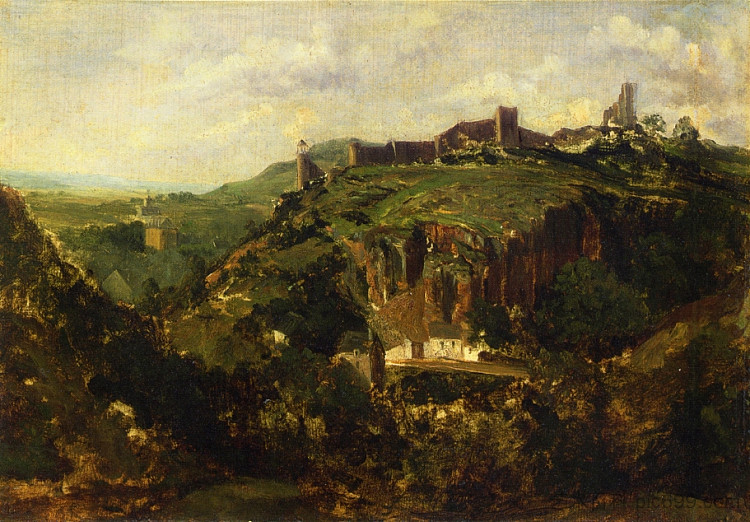 奥弗涅镇 Town in Auvergne (c.1830; France ),西奥多·卢索