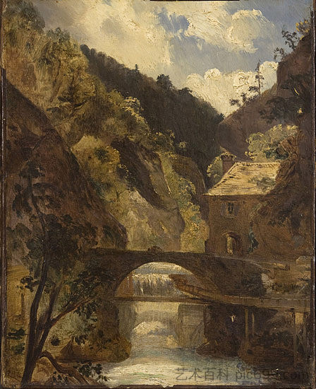 梯也尔水磨坊 Water Mill, Thiers (c.1830; France  )，西奥多·卢索