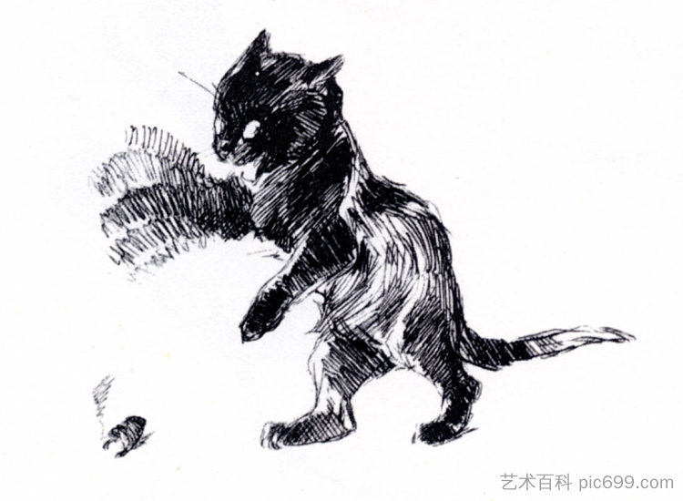 猫爪模糊运动 Cat's paw in blurring motion (1898)，索菲尔·史坦林