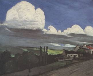 雷雨中的村庄 Dorf Im Gewitter (1895)，索菲尔·史坦林