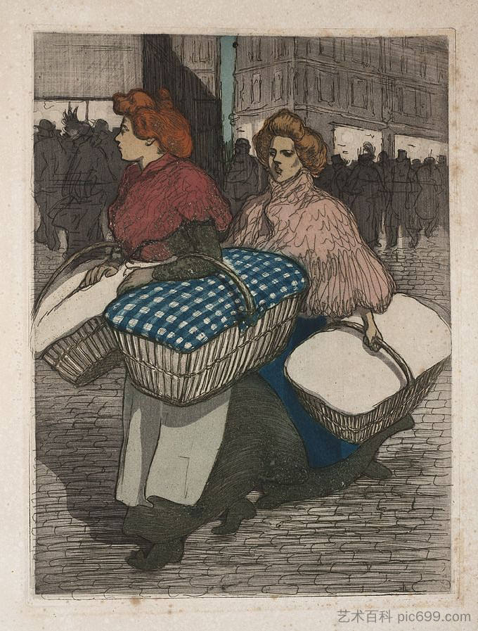 洗衣店扛着林嫩 Laundresses are carrying linnen (1898)，索菲尔·史坦林
