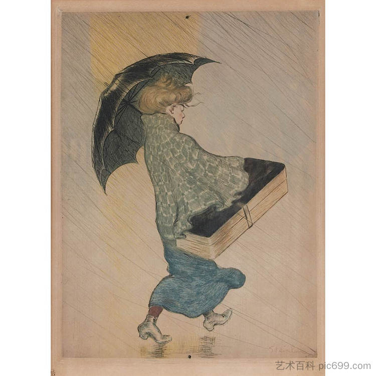 在雨中小跑 Trottin Sous La Pluie (1898)，索菲尔·史坦林