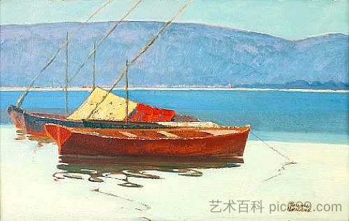 平静水域中的船 Boats in calm water，奥弗拉斯特