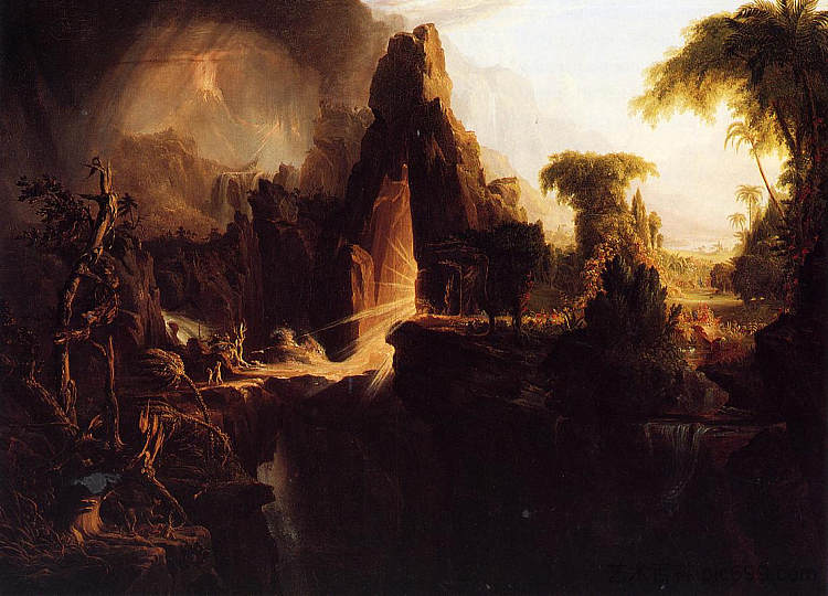 被逐出伊甸园 Expulsion from the Garden of Eden (1827 - 1828),托马斯·科尔