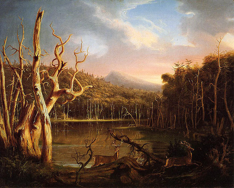 枯树湖（卡茨基尔） Lake with Dead Trees (Catskill) (1825)，托马斯·科尔