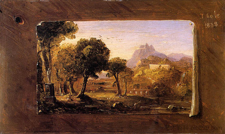 为阿卡迪亚之梦而学习 Study for Dream of Arcadia (1838)，托马斯·科尔