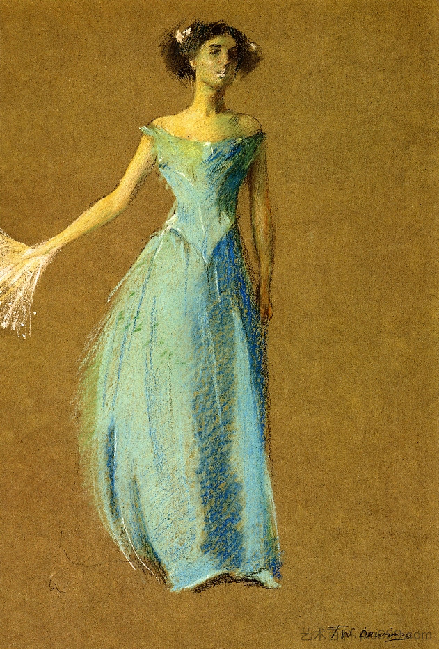 蓝衣女郎，安妮·拉撒路的肖像 Lady in Blue, Portrait of Annie Lazarus (1890)，托马斯·杜因