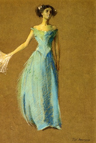 蓝衣女郎，安妮·拉撒路的肖像 Lady in Blue, Portrait of Annie Lazarus (1890)，托马斯·杜因