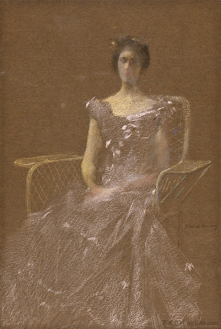 藤制扶手椅中的女士 Lady in Rattan Armchair (1908)，托马斯·杜因