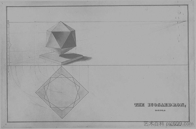 绘制二十面体 Drawing The Icosahedron (1859)，托马斯·伊肯斯