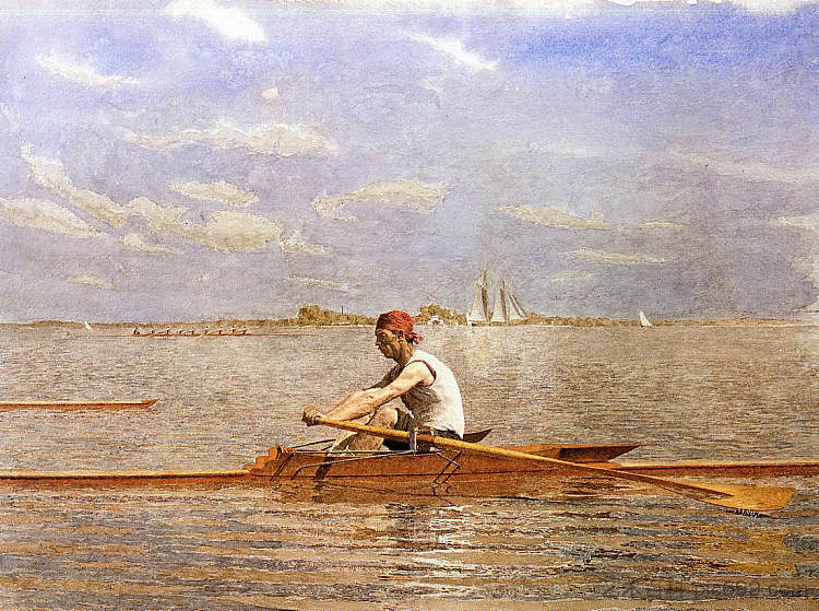 约翰·比格林在单人双桨 John Biglin in a Single Scull (1873 - 1874)，托马斯·伊肯斯