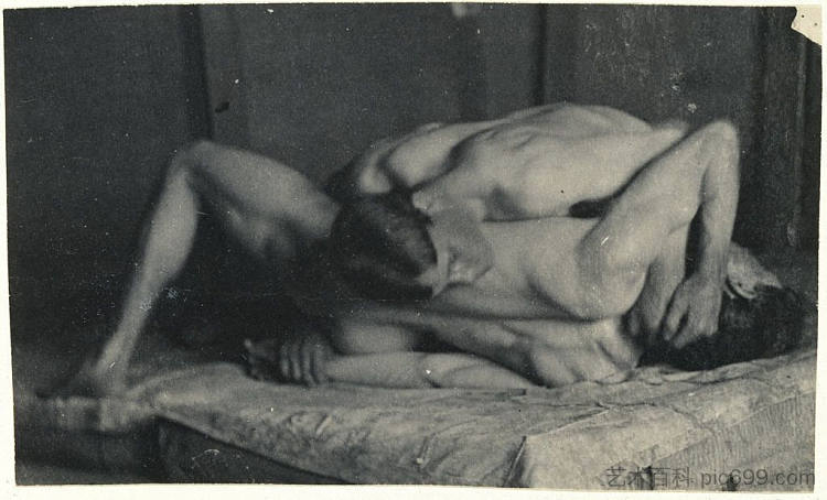 摔跤手的照片研究 Photograph study for The Wrestlers，托马斯·伊肯斯