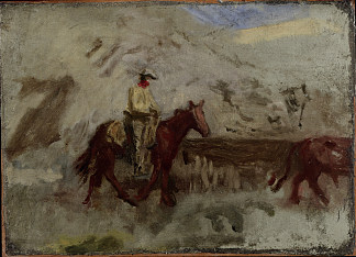 荒芜之地牛仔素描 Sketch for Cowboys in the Badlands (1888)，托马斯·伊肯斯