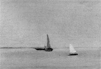 特拉华州的船舶和帆船研究 Study for Ships and Sailboats on the Delaware (1874)，托马斯·伊肯斯