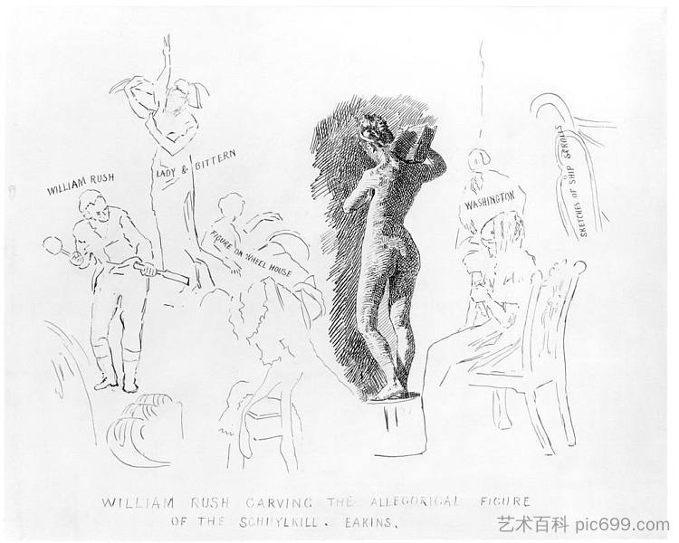 威廉·拉什雕刻斯库尔基尔的寓言人物 William Rush Carving The Allegorical Figure Of The Schuylkill，托马斯·伊肯斯