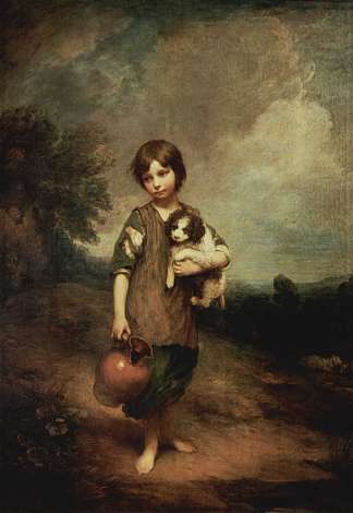 一个拿着狗和水壶的农家女孩 A peasant girl with dog and jug (1785)，托马斯·庚斯博罗