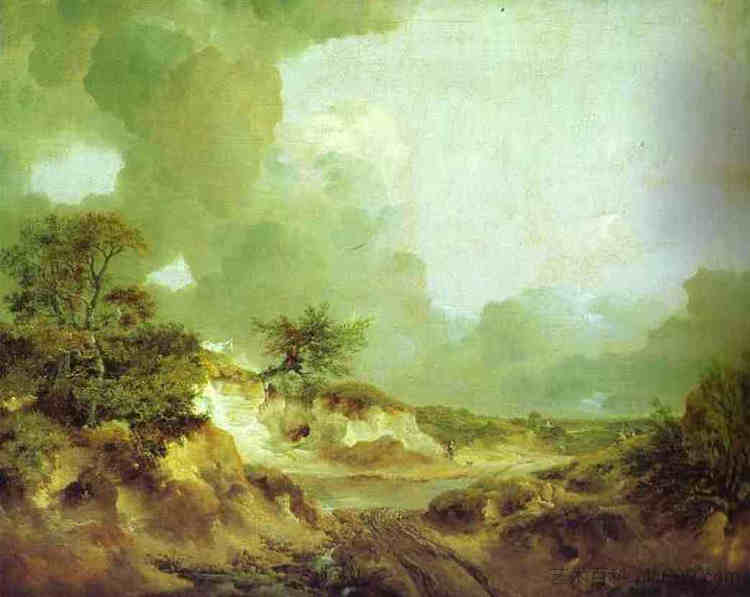 带沙坑的景观 Landscape with Sandpit (c.1746 - c.1747)，托马斯·庚斯博罗