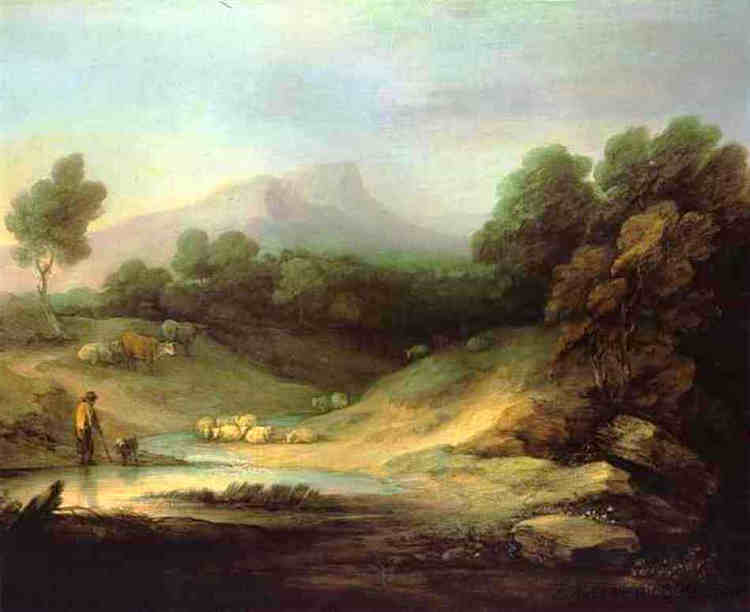 山地景观与牧羊人 Mountain Landscape with Shepherd (1783)，托马斯·庚斯博罗