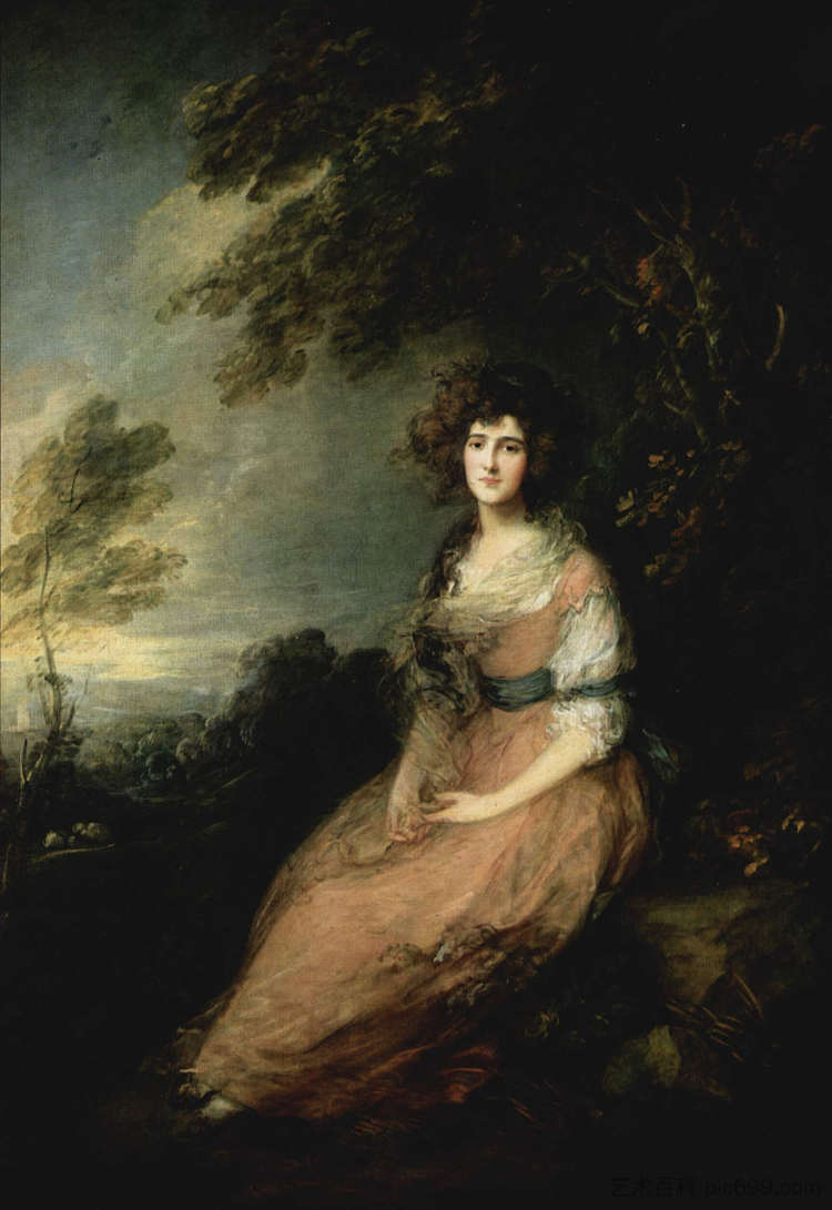 理查德·布林斯利·谢里登夫人 Mrs. Richard Brinsley Sheridan (1785 - 1786)，托马斯·庚斯博罗