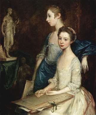 莫莉和佩吉的肖像 Portrait of the Molly and Peggy (c.1760)，托马斯·庚斯博罗