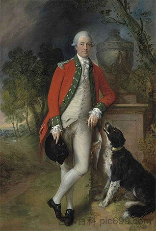 约翰·布洛克上校的肖像 Portrait Of Colonel John Bullock (c.1780)，托马斯·庚斯博罗