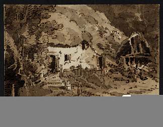 树林中的茅草屋 A Thatched Cottage among Trees (1802)，托马斯·格尔丁