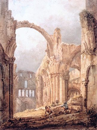 林迪斯法恩修道院内部 Interior of Lindisfarne Priory (1797)，托马斯·格尔丁