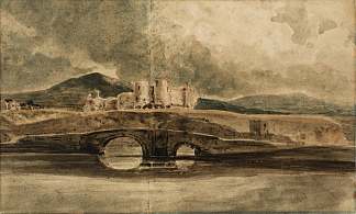 里德兰城堡和桥梁 Rhyddlan Castle and Bridge (1799)，托马斯·格尔丁