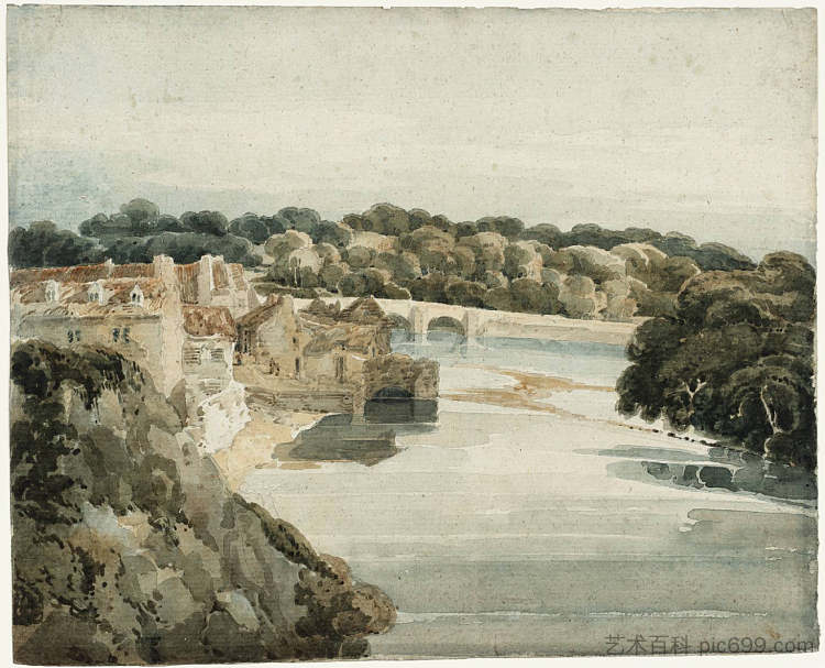 凯尔索附近的特威德河 The River Tweed near Kelso (1800)，托马斯·格尔丁