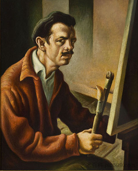 自画像 Self Portrait (1934)，托马斯·哈特·本顿