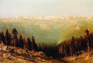 赫奇赫奇山谷的景色，前景是鹿，远处是康尼斯山 A View of the Hetch Hetchy Valley with Deer in the Foreground and Mount Conness in the Distance (1884)，托马斯·希尔