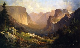 优胜美地山谷的景色 A View up Yosemite Valley (1871)，托马斯·希尔