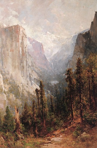 埃尔卡皮坦与云层休息，优胜美地 El Capitan with Clouds Rest beyond, Yosemite (1901)，托马斯·希尔