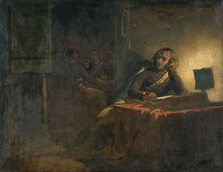 英国陆军军官的内部 Interior with British Army Officers，托马斯·琼斯·巴克