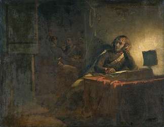 英国陆军军官的内部 Interior with British Army Officers，托马斯·琼斯·巴克