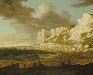 海岸风光与即将到来的风暴 Coast Scene with Approaching Storm (1771)，托马斯·琼斯